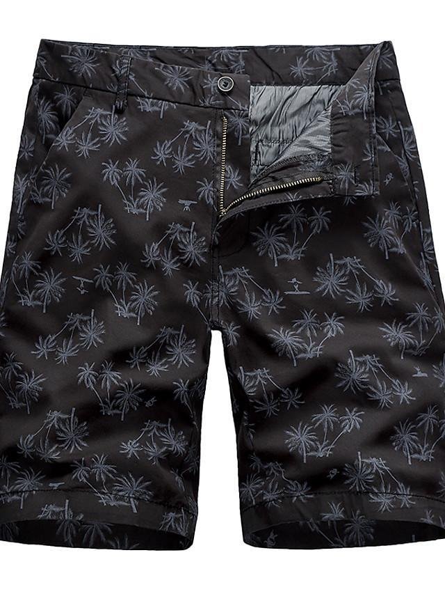 Men's Basic Daily Holiday Chinos Shorts Pants - Plants Print Breathable Black Khaki Light gray M / US36 / UK36 / EU44 / L / US38 / UK38 / EU46 / XL / US40 / UK40 / EU48-Corachic