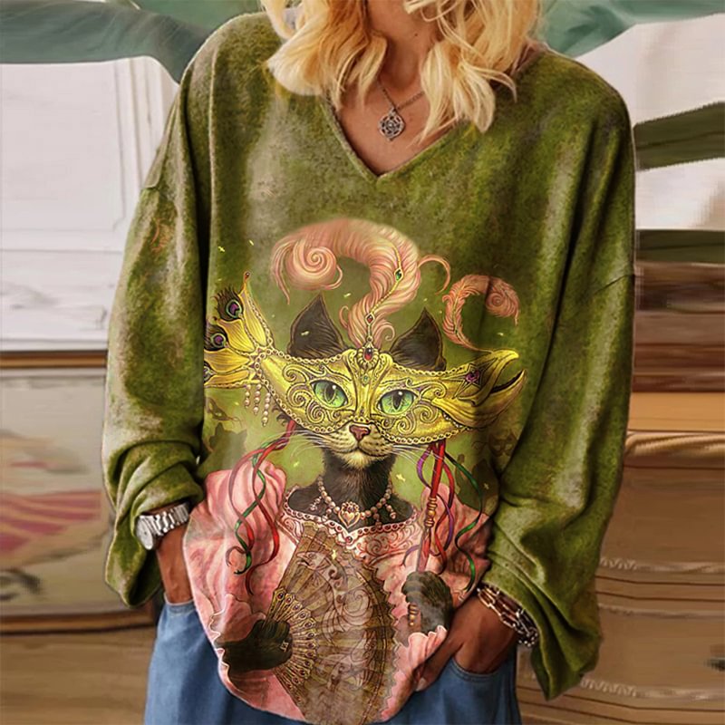 Classic Cat Princess Printed Casual Women's T-shirt