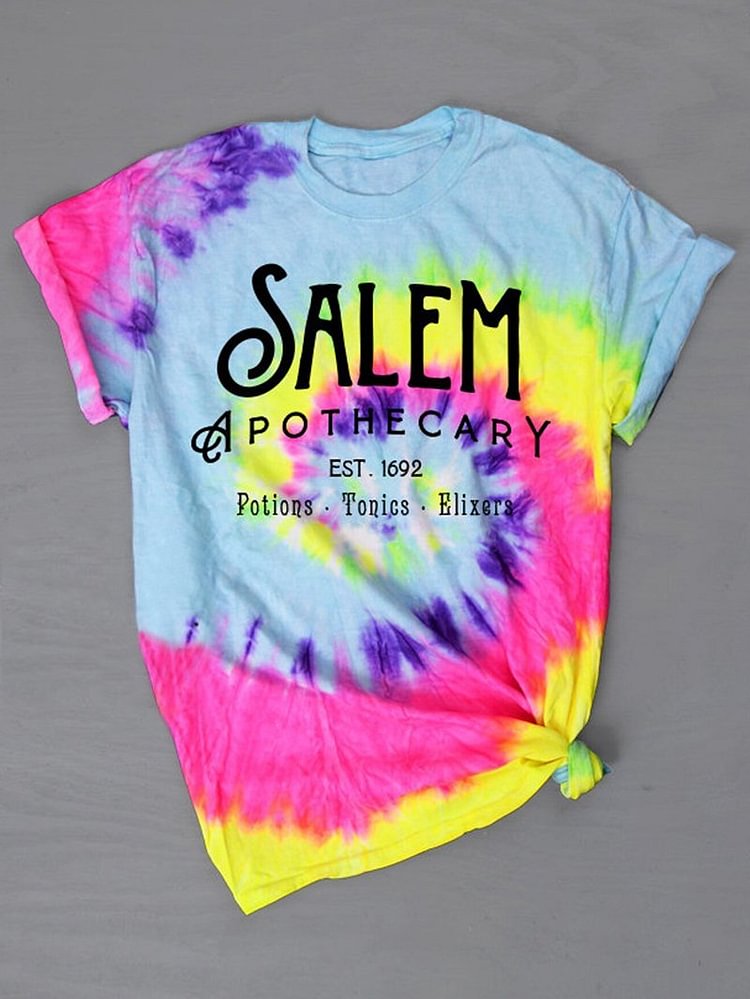 Salem Apothecary Halloween Witch T-shirt Halloween Tie Dye Witch T-Shirt-Mayoulove