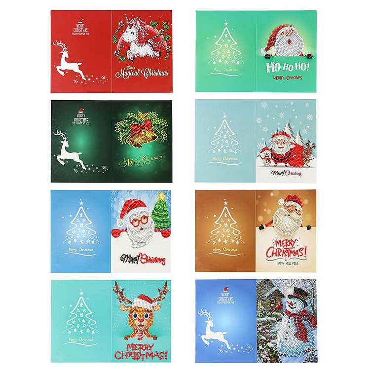 Christmas Greeting Cards DIY 5D Diamond Painting Set New Year Xmas Gift-gbfke