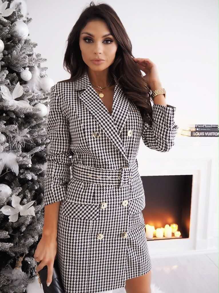 Autumn and Winter Long Sleeved Dress Coat with Belt-Corachic