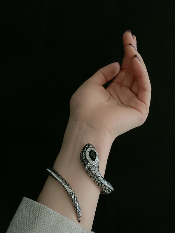 Dark Goth Vintage Snake Silver Hand Accessory