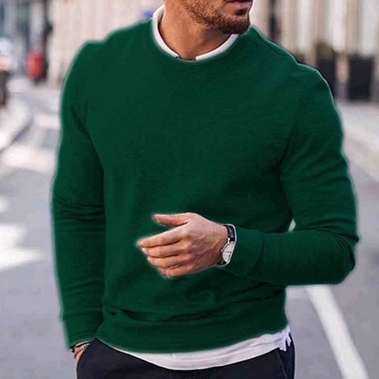 BrosWear Men's Solid Color Casual Round Neck Sweatshirt