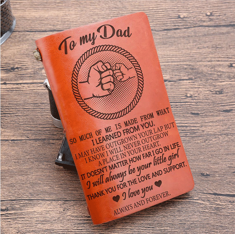 Daughter To Dad - Leather Journal -Embossed Vintage Diary Retro Refillable Writing Journal
