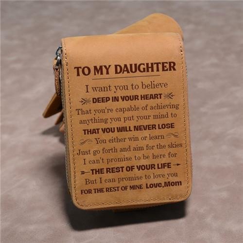 Mom To Daughter - You Will Never Lose - Card Holder Zipper Wallet-Mayoulove