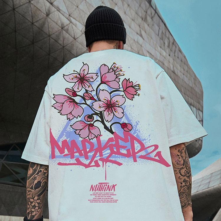 Japanese "Sakura" Print T-shirt