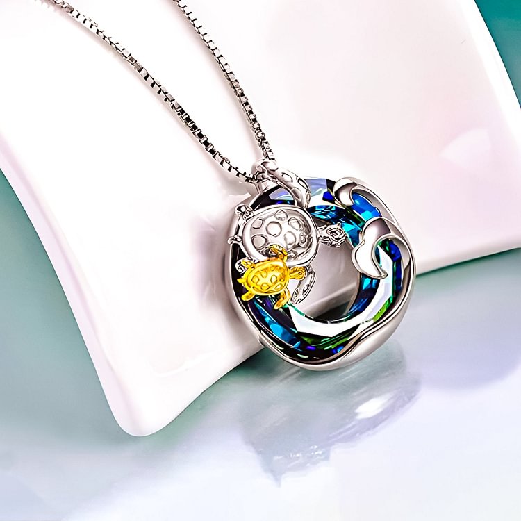 For Mom - S925 You are Turtley Awesome Crystal Turtle Necklace