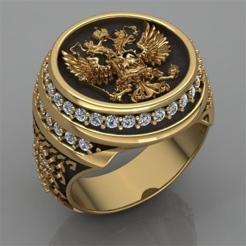 Vintage Gold Angel Wing Rhinestone Ring Jewelry-VESSFUL