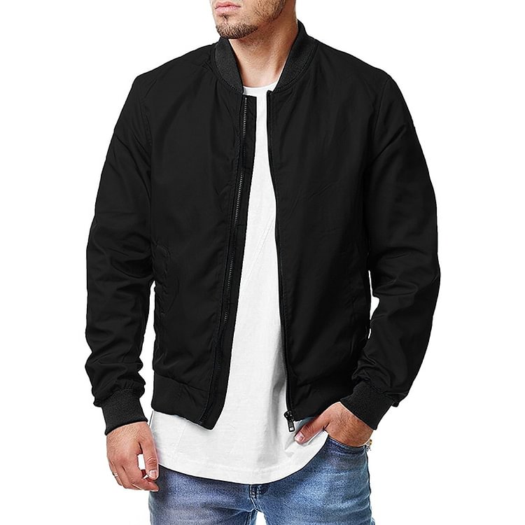 BrosWear Casual Fitted Solid Bomber Jacket