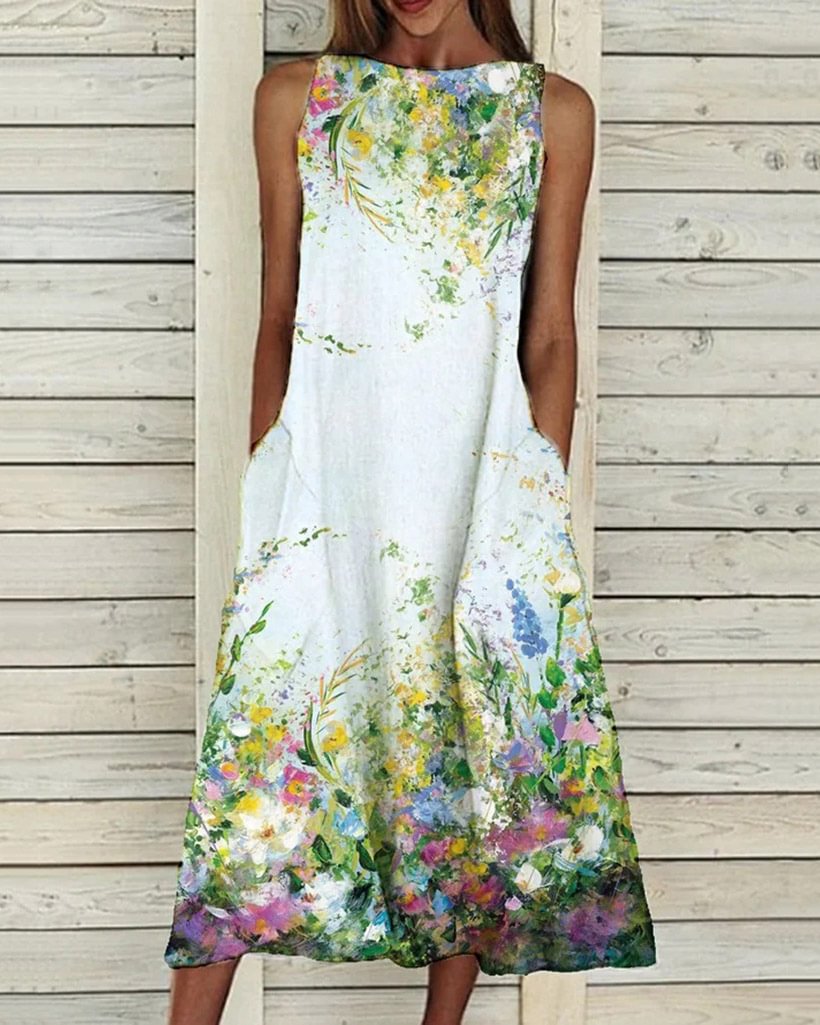 Summer new floral print elegant dress