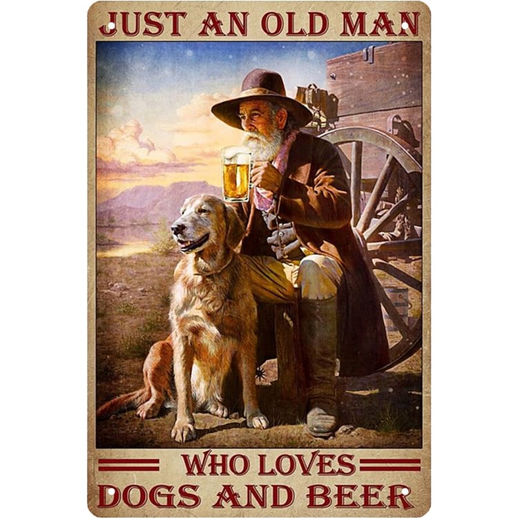 Old Man And Dog - Vintage Tin Signs