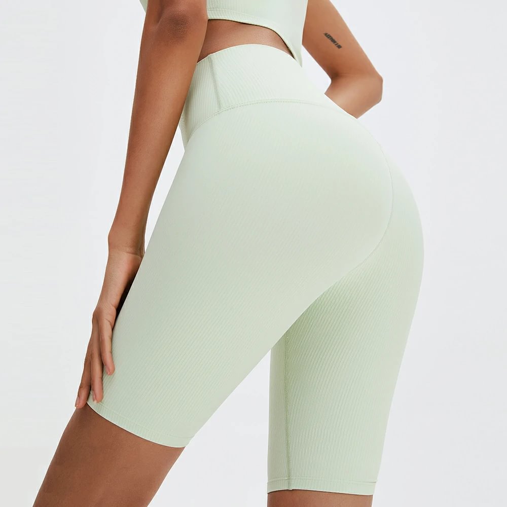 Mint Green high waisted ribbed shorts at Hergymclothing sportswear online shop