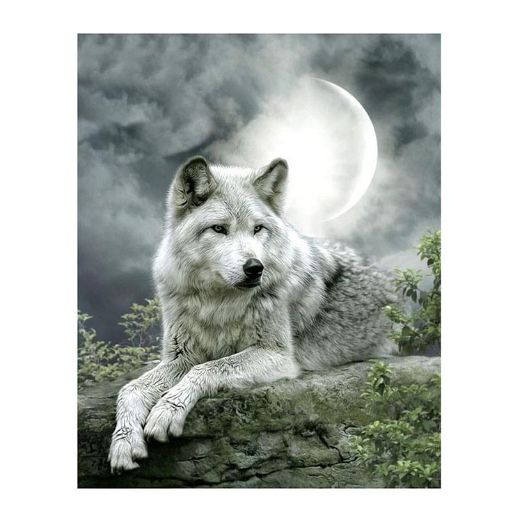 Moonlight Wolf - Diamant rond partiel - 30x40cm
