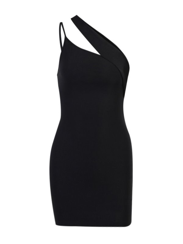 Elegant Cutout Black One Shoulder Bodycon Dress