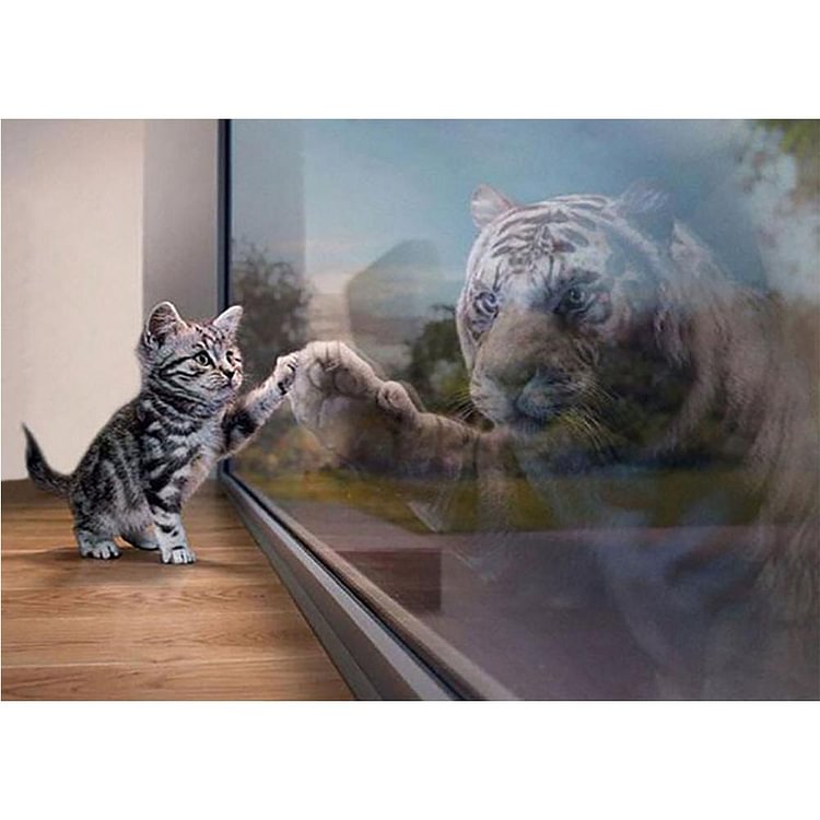 Cat Tiger - Full Round Drill Diamond Painting - 40x30cm(Canvas)