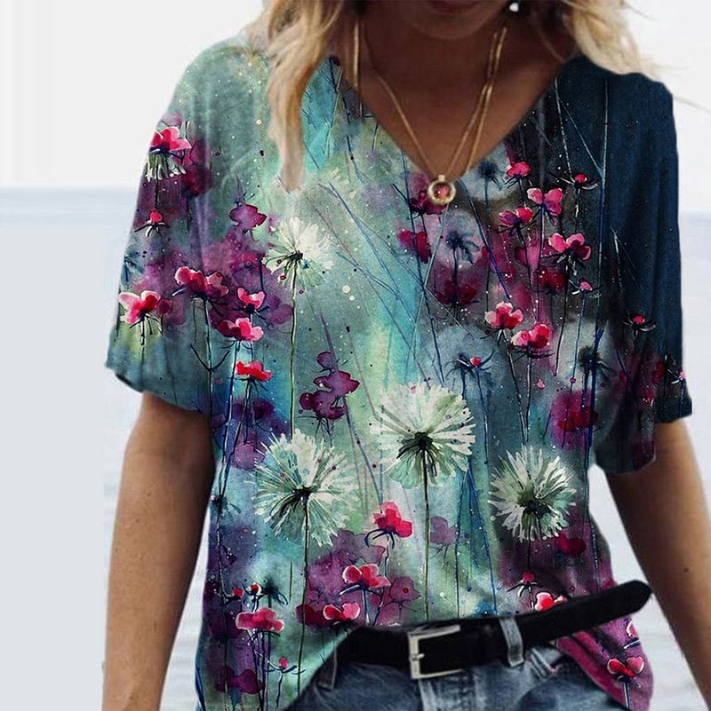Ethnic floral tie-dye graphic tees