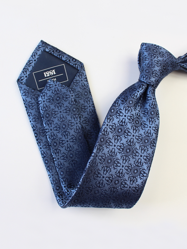 Business Royal Mark Navy Blue Silk Tie-Real Silk Life