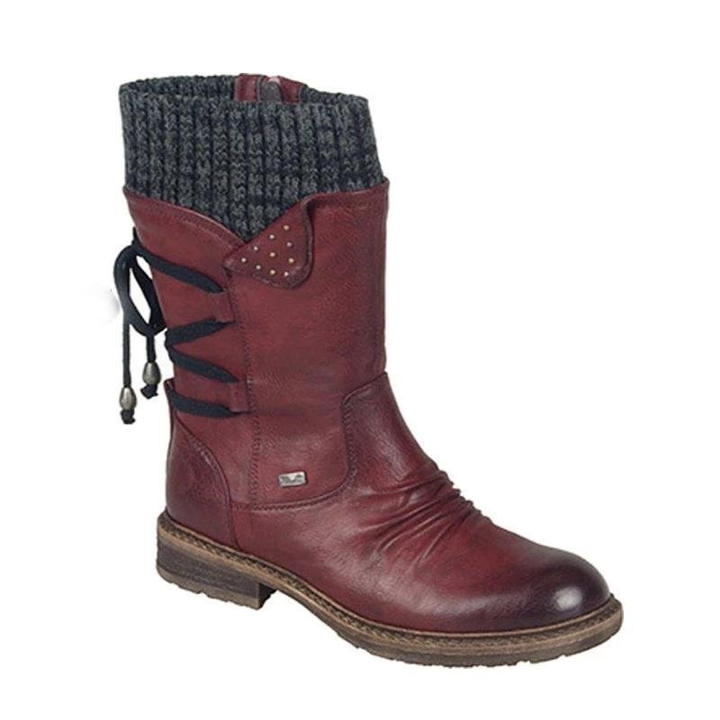 Warm Back Lace-Up Winter Boots-Corachic