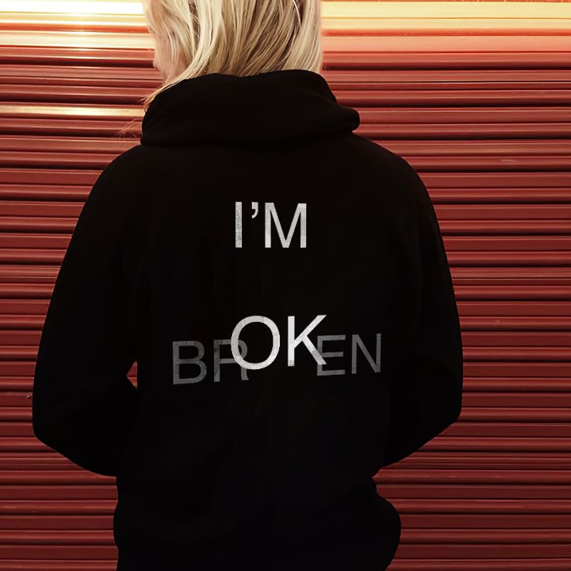 I'm Broken Printed Women's Basic All-match Hoodie - Krazyskull