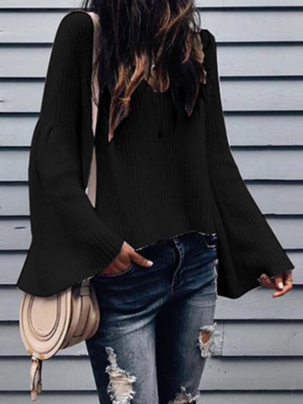 Loose 4 Colors Long Sleeves Sweater Tops-Corachic