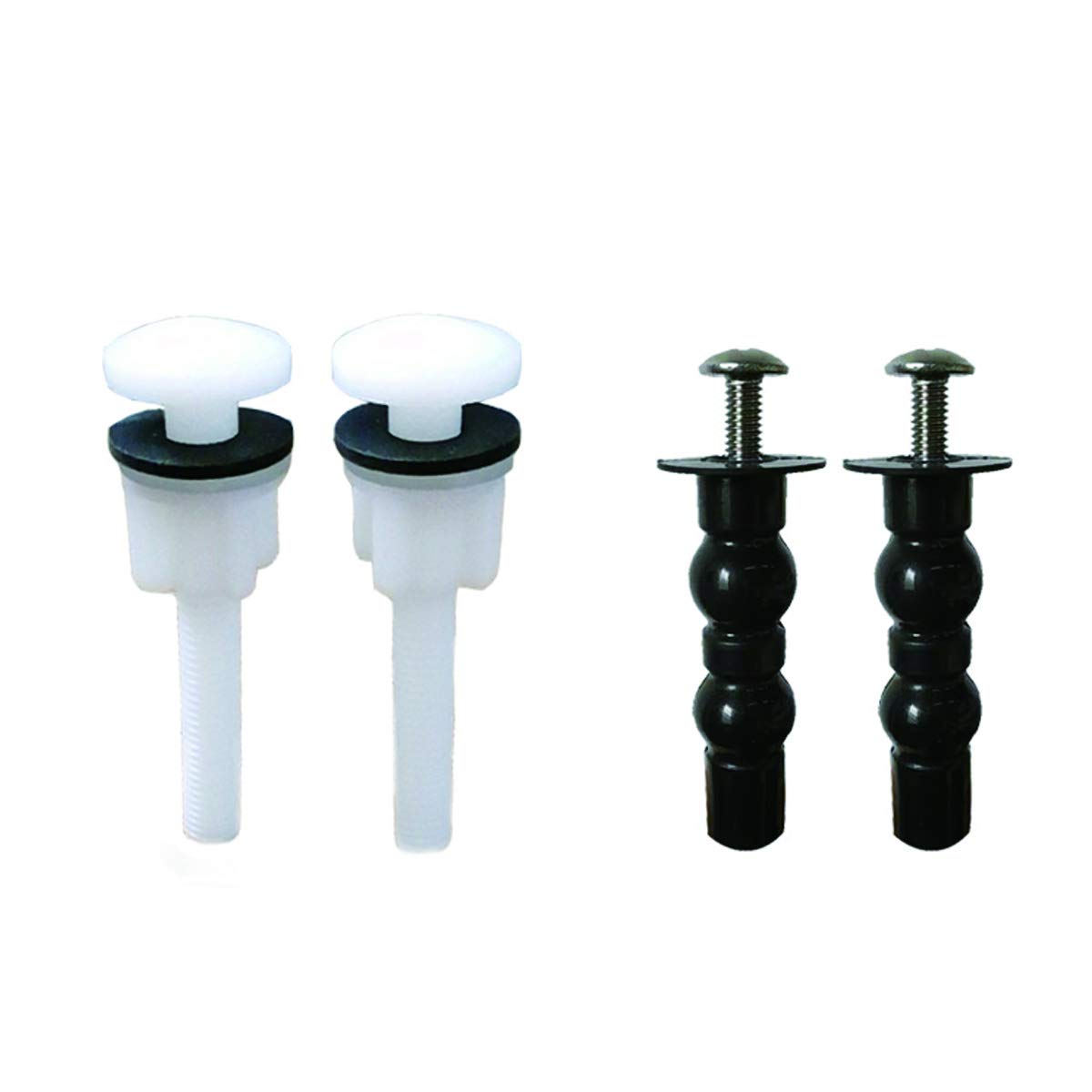 Toilet Seat Hinge Bolts and Nuts with Washers 2 Types Plastic