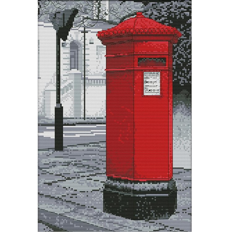 London Postbox - 14Ct Stamped Cross Stitch Kit 38*28CM