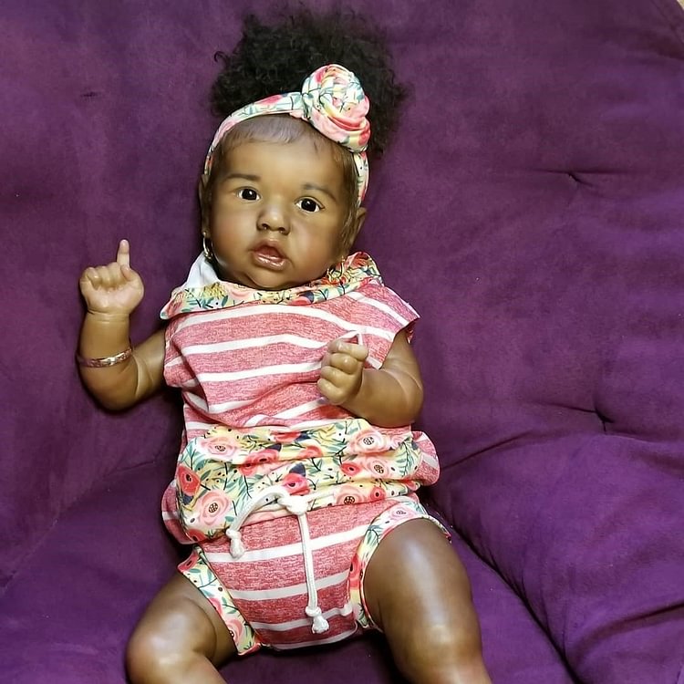  [Black Reborn] [Heartbeat💖 & Sound🔊]20'' Nihad Truly Reborn Toddler Baby Doll Girl - Reborndollsshop.com-Reborndollsshop®