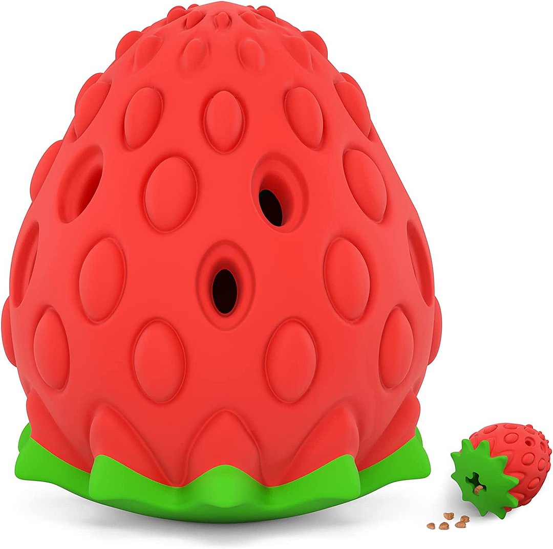 Strawberry Dog Stimulation Toys, Durable Treat Puzzle Toys, Dog Enrichment Toys, Chew Toys for Aggressive Chewers for Puppy Medium Large Dogs.