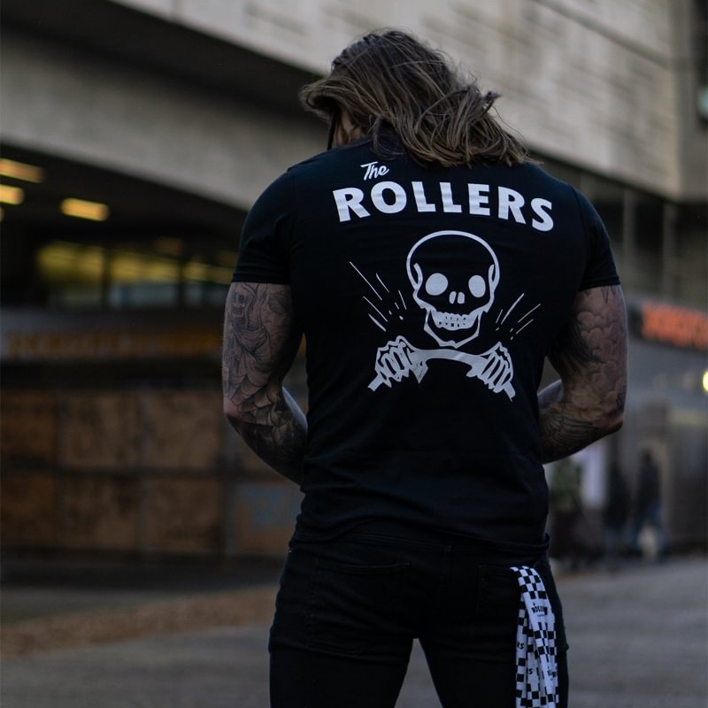 The rollers skull printed men's cozy T-shirt -  UPRANDY