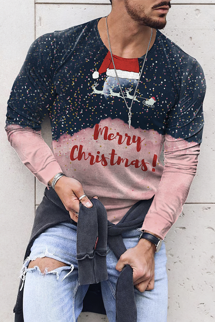 Tiboyz Men's Christmas Character Graphic Long Sleeve T-Shirt
