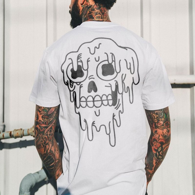Melting Skull Printed Comfortable Men's T-shirt - Krazyskull