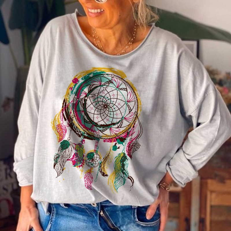 Multicolored Dreamcatcher Printed Western T-shirt