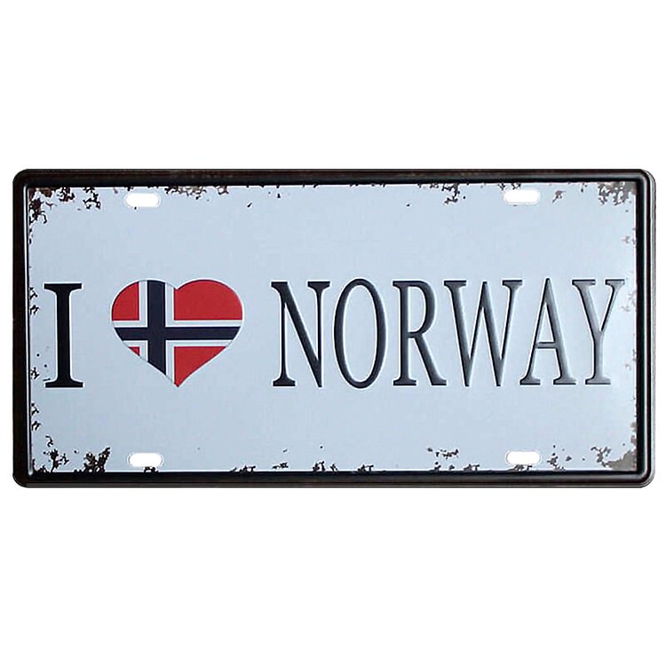 I LOVE  NORWAY - Car Plate License Tin Signs/Wooden Signs - 30x15cm
