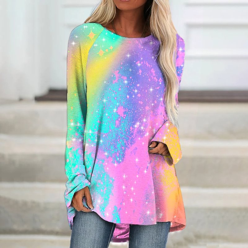 Shiny Star Printed Long Sleeve Women's T-shirt