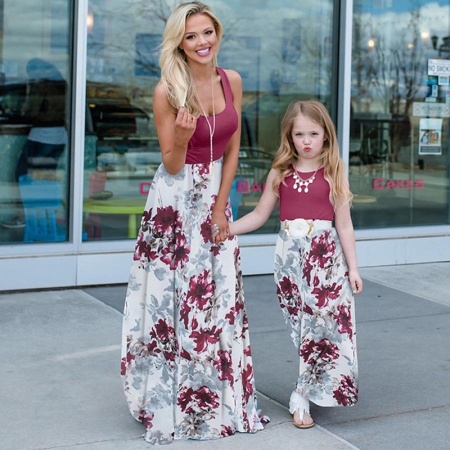 Mommy and Me Floral Multi-color casual A Matching Dresses-Corachic