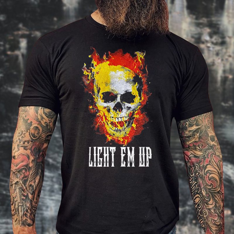 Livereid Light Em Up Printed Skull T-shirt - Livereid
