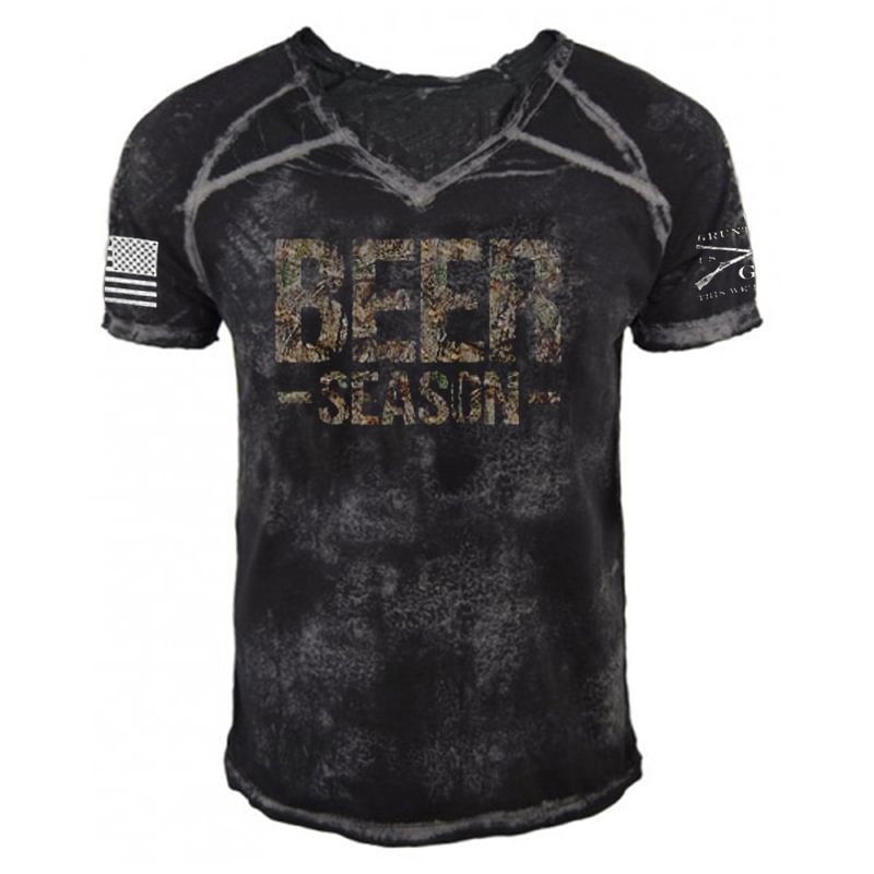 Beer Printed short-sleeved T-shirt top / [viawink] /