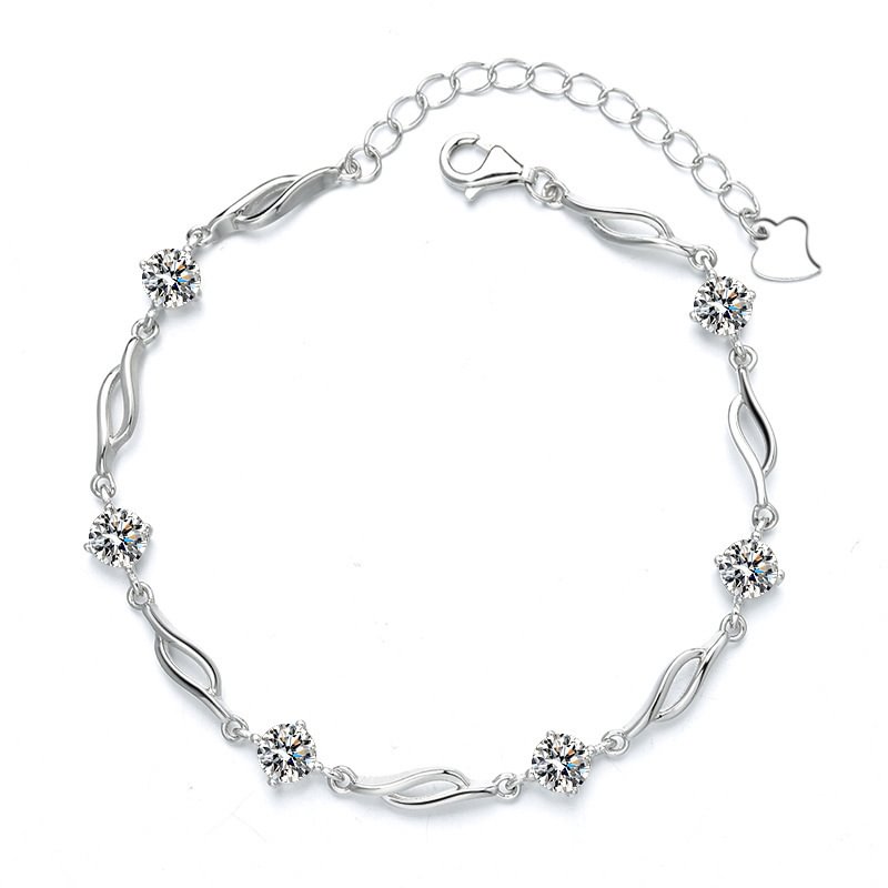 Cold Style Crystal Love S925 Sterling Silver Bracelet
