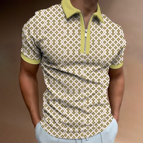 BrosWear Fashion Men's Patchwork Casual Polo Shirt