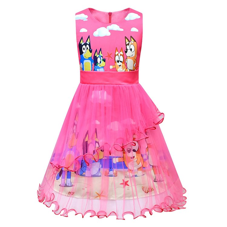 2021 Summer Girl Princess Skirt Screen Pong Skirt Bluey Bluey Children's Cartoon Dress 80442-Mayoulove