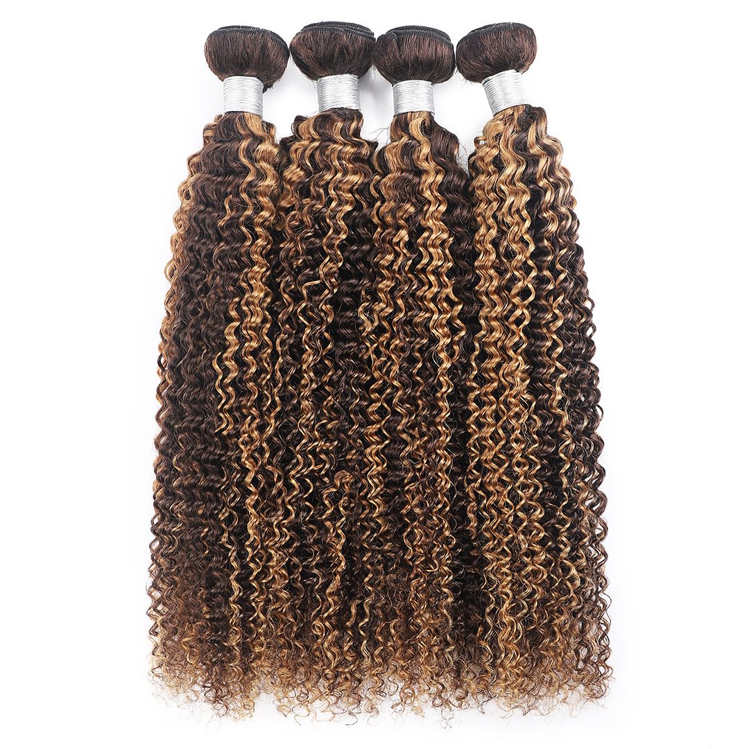 1 PC Golden Brown Curly Hair Bundles丨Indian Virgin Hair