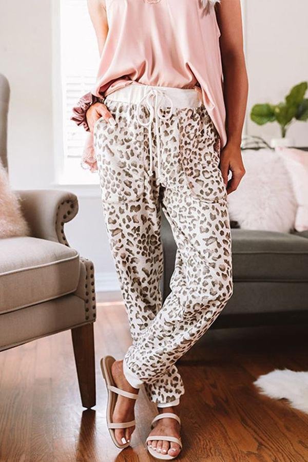 Womens Leopard Print Loose Fit Pants-Allyzone-Allyzone