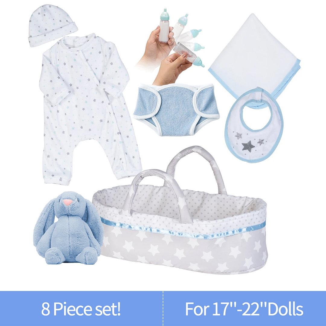 [It's a Boy!] Adoption Reborn Baby Clothes Essentials-8pcs Gift Set [Suitable for 17'' - 22" doll] -jizhi® - [product_tag]