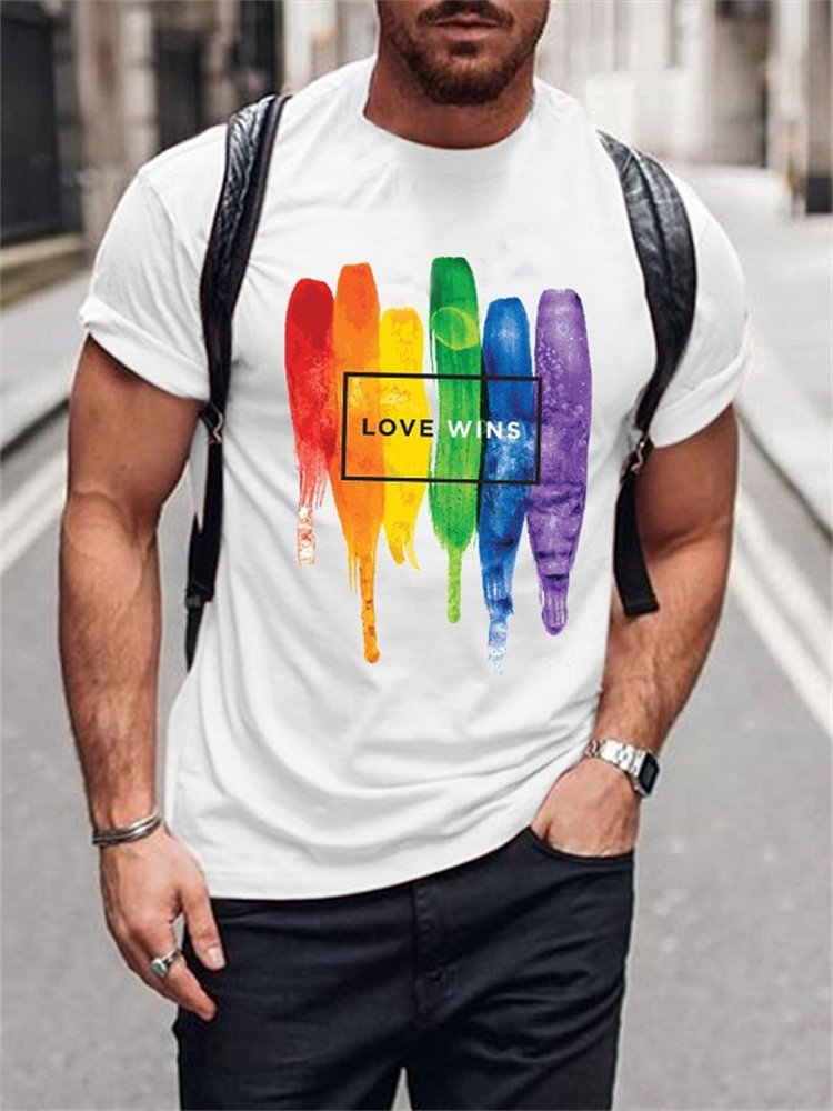 BrosWear Rainbow Love Wins LGBT Pride Crew Neck T-shirt