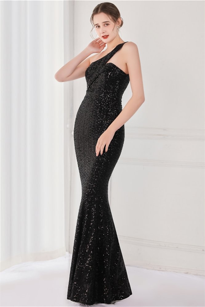 Luluslly Mermaid One Shoulder Sequins Evening Party Dress Long Online