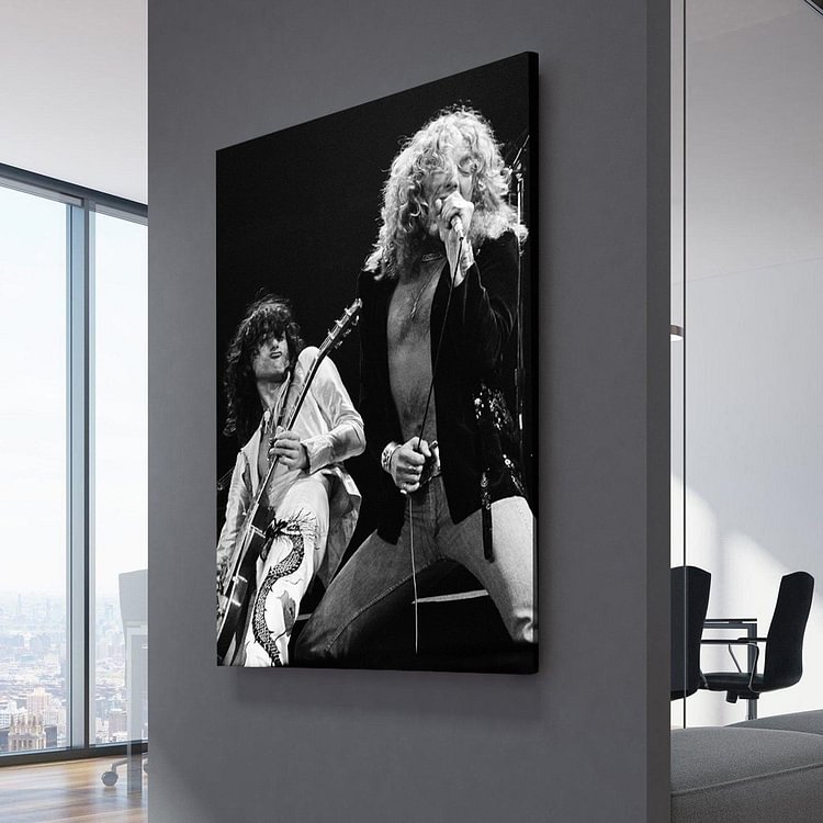 Led Zeppelin Jimmy Page & Robert Plant at Madison Square Garden 1977 Canvas Wall Art