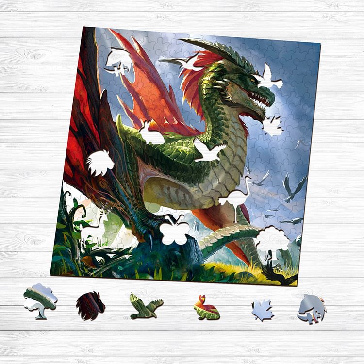 Green Dragon Wooden Jigsaw Puzzle