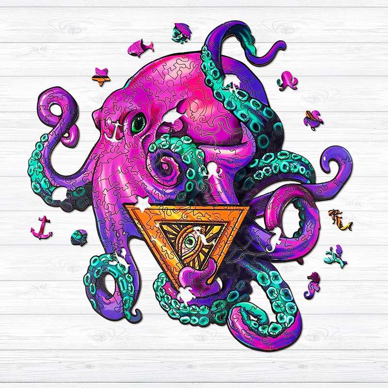 Jeffpuzzle™-JEFFPUZZLE™ God's Eye Octopus Wooden Puzzle