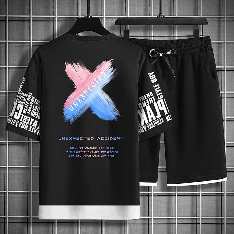 Harajuku Alphabet Graffiti Print Casual Suit / Techwear Club / Techwear
