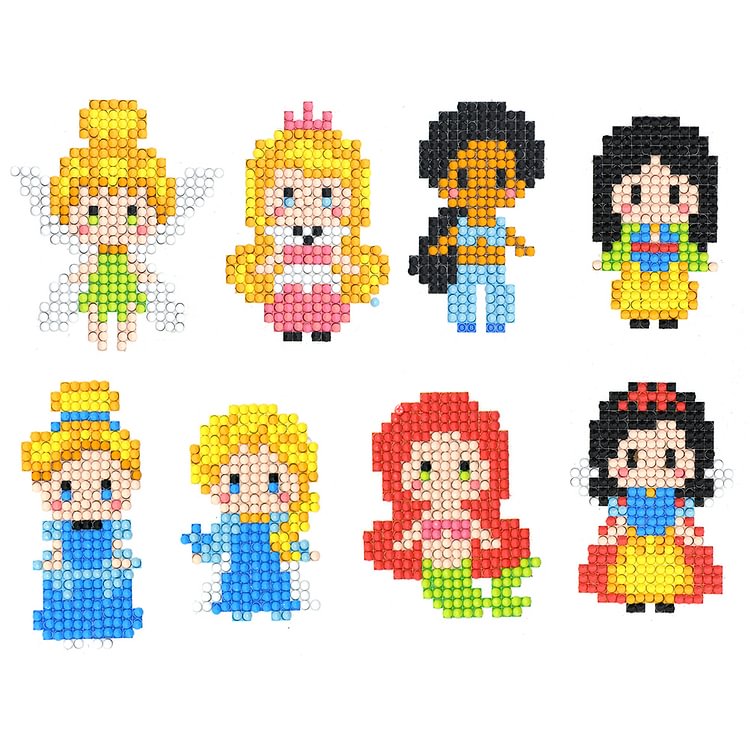 8pcs Cartoon Princess - 5D DIY Craft Sticker
